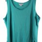Sag Harbor Stripe Green 2 Pc Women's Tank Top Collared Button Up Blouse 2X 008