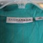 Sag Harbor Stripe Green 2 Pc Women's Tank Top Collared Button Up Blouse 2X 008