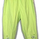Dressbarn Green Women's Cropped Pants Elastic Waist Drawstring Size 2X 007