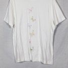 Bechamel White Women's Short Sleeve Top Shirt Butterfly Embellished Size XL 007