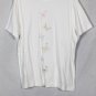 Bechamel White Women's Short Sleeve Top Shirt Butterfly Embellished Size XL 007