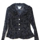 Jackie Jon Embroidered Black Floral Women's Front Button Top Jacket Size 6P 019 Jackie Jon Embroidered Black Floral Women's Front Button Top Jacket Size 6P 019