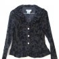 Jackie Jon Embroidered Black Floral Women's Front Button Top Jacket Size 6P  019