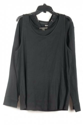 Venezia Black Women's 2Pc Sweatshirt Tank Set Outfit Size 18/20 045