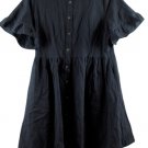 Roylamp Black Women's Summer Dress Front Button Closure Large 038
