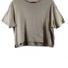 Liz Claiborne Tan Women's  Short Sleeve Cropped Shirt Pullover Large 017