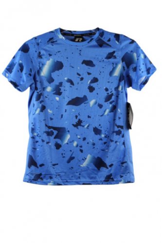 Russell Blue Boys Sport Casual Short Sleeve Shirt Dri Power Reflective XL 011