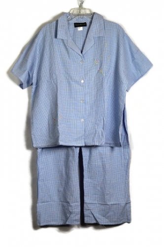 Harve Benard Holtzman Blue White Check Women's 2 Pc Pajama Top & Pants 2X 046