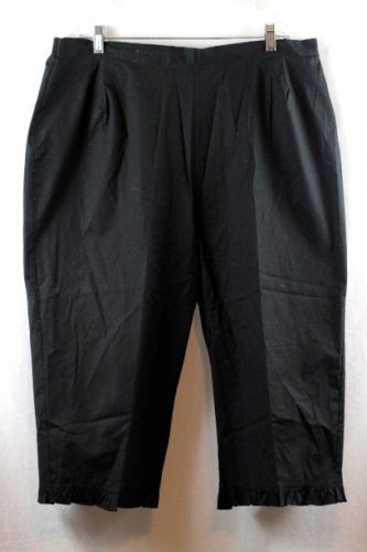 Carole Little Black Women's Pull On Casual Pants Ruffle Bottom Side Zip 3X 056