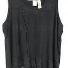 Emma James Black Women's Stretch Sleeveless Tank Lace Trim 2X 027