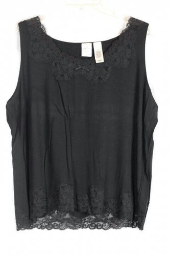 Emma James Black Women's Stretch Sleeveless Tank Lace Trim 2X 027
