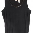 Emma James Black Women's PulloverTop Blouse Beads Neckline Size 2X 036