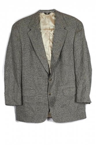 Austin Reed Gray Plaid Men's Blazer Jacket Padded Shoulder Lined 42R
