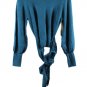 Ryegrass Teal Women's Sweater Mock Neck Tie Button Back Closure XXL 042