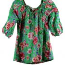 Pioneer Woman Green Floral Scoop Neck Top Blouse Tie Neck Large 048 Pioneer Woman Green Floral Scoop Neck Top Blouse Tie Neck Large 048