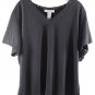 Sag Harbor Black Women's Stretch Short Sleeve Blouse Top Pullover 2X 025