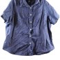 Venezia Blue Women's Collared Top Blouse Button Front Short Sleeve Size 20 039