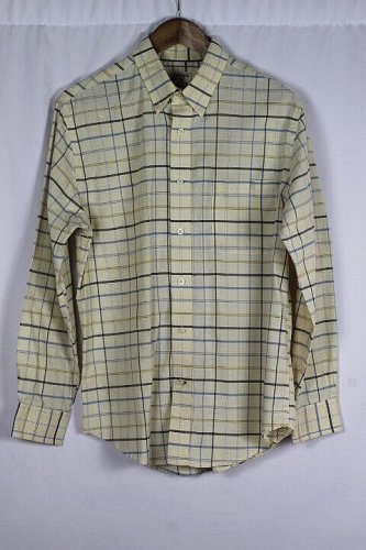 St John's Bay Yellow Check Men's Long Sleeve Dress Shirt Button Down Medium 003