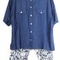Blast Blue Floral Viranda Collection Women's Cropped Pants Blouse Set 2X 004