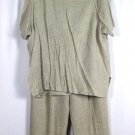 Popovitch Tan Women's 2 Pc Outfit Pants Short Sleeve Blouse Set Size X Large 014