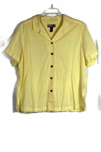 Havana Jacks Cafe Yellow Women's Short Sleeve Top Blouse 2X 042