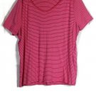 Liz Claiborne Pink Stripe Women's Short Sleeve Top Blouse Pullover 2X 037
