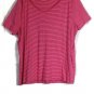 Liz Claiborne Pink Stripe Women's Short Sleeve Top Blouse Pullover 2X 037