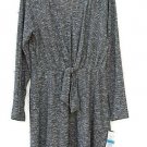 As U Wish Gray White Women's Mini Dress Long Sleeve V Neck Tie Knot Waist XL 014