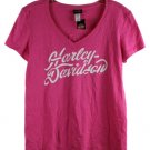 Harley Davidson Pink Women's Short Sleeve Pullover Graphic Shirt Size Small 048