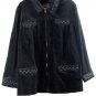 Jones New York Black Women's Light Jacket Sequins Full Zip Front Collared 2X 058