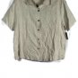 Hot Cotton Tan Women's Dress Top Blouse Button Up Short Sleeve 2X 025