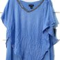 IN Studio Blue Women's Top  Blouse Short Sleeve Size 2X   021