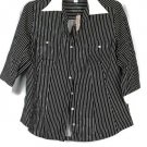 Dressbarn Striped Black White Women's Dress Shirt Collared 3/4 Sleeve 2X 024 Dressbarn Striped Black White Women's Dress Shirt Collared 3/4 Sleeve 2X 024