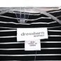 Dressbarn Striped Black White Women's Dress Shirt Collared 3/4 Sleeve 2X 024