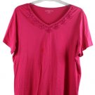 Croft & Barrow Pink Women's Top Blouse Short Sleeve Beads Neckline 2X 041 Croft & Barrow Pink Women's Top Blouse Short Sleeve Beads Neckline 2X 041