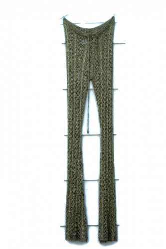 Sorelle UK Yellow Women's Metallic Glitter Mesh Knit Pants Flare Bottom  011