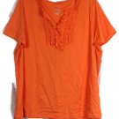 St John's Bay Orange Women's Short Sleeve Casual Top Blouse Split Neck 2X 034W