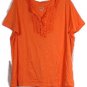 St John's Bay Orange Women's Short Sleeve Casual Top Blouse Split Neck 2X 034W