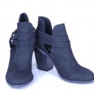 Sugar Valley Women's Black Fabric Ankle Boots Booties Buckle Strap Side Zip 6M