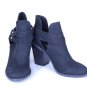 Sugar Valley Women's Black Fabric Ankle Boots Booties Buckle Strap Side Zip 6M
