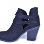 Sugar Valley Women's Black Fabric Ankle Boots Booties Buckle Strap Side Zip 6M
