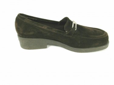 Calvin Klein CK Women's Brown Suede Dress Shoes Slip On Loafer 8.5 Italy