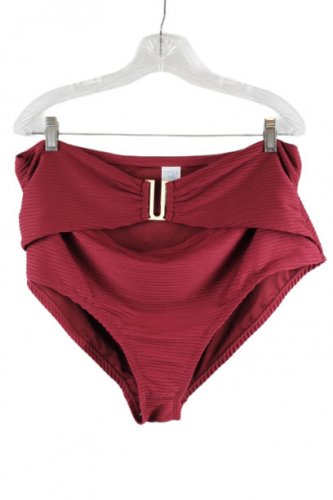 Time and Tru Red Women's U Trim Swim Bikini High Waist 1X 029