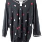Sag Harbor Black Women's Pullover Sweater V Neck Diamond Pattern 2X 049