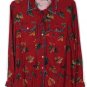 Napa Valley Red Blue Women's 2Pc Long Sleeve Dress Shirt Button Up & Vest Xl 018