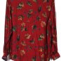 Napa Valley Red Blue Women's 2Pc Long Sleeve Dress Shirt Button Up & Vest Xl 018