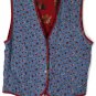 Napa Valley Red Blue Women's 2Pc Long Sleeve Dress Shirt Button Up & Vest Xl 018