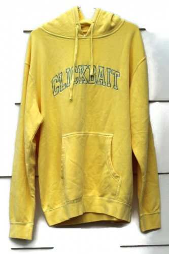 Fanjoy Co Clickbait Yellow Sweatshirt Hoodie Drawstring Size Large  010