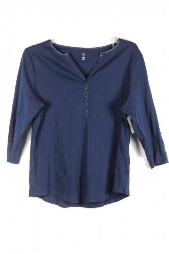 Dressbarn Blue Women's Front Buttons Closure 3/4 Sleeve Shirt Size 2X 025