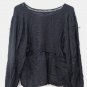 American Eagle Black Women's Crop Keyhole Tie Top Blouse Long Sleeve Size S 005